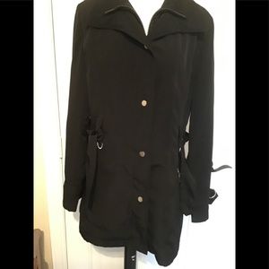 TRENCH COAT, BLACK POLYESTER LIGHT WEIGHT